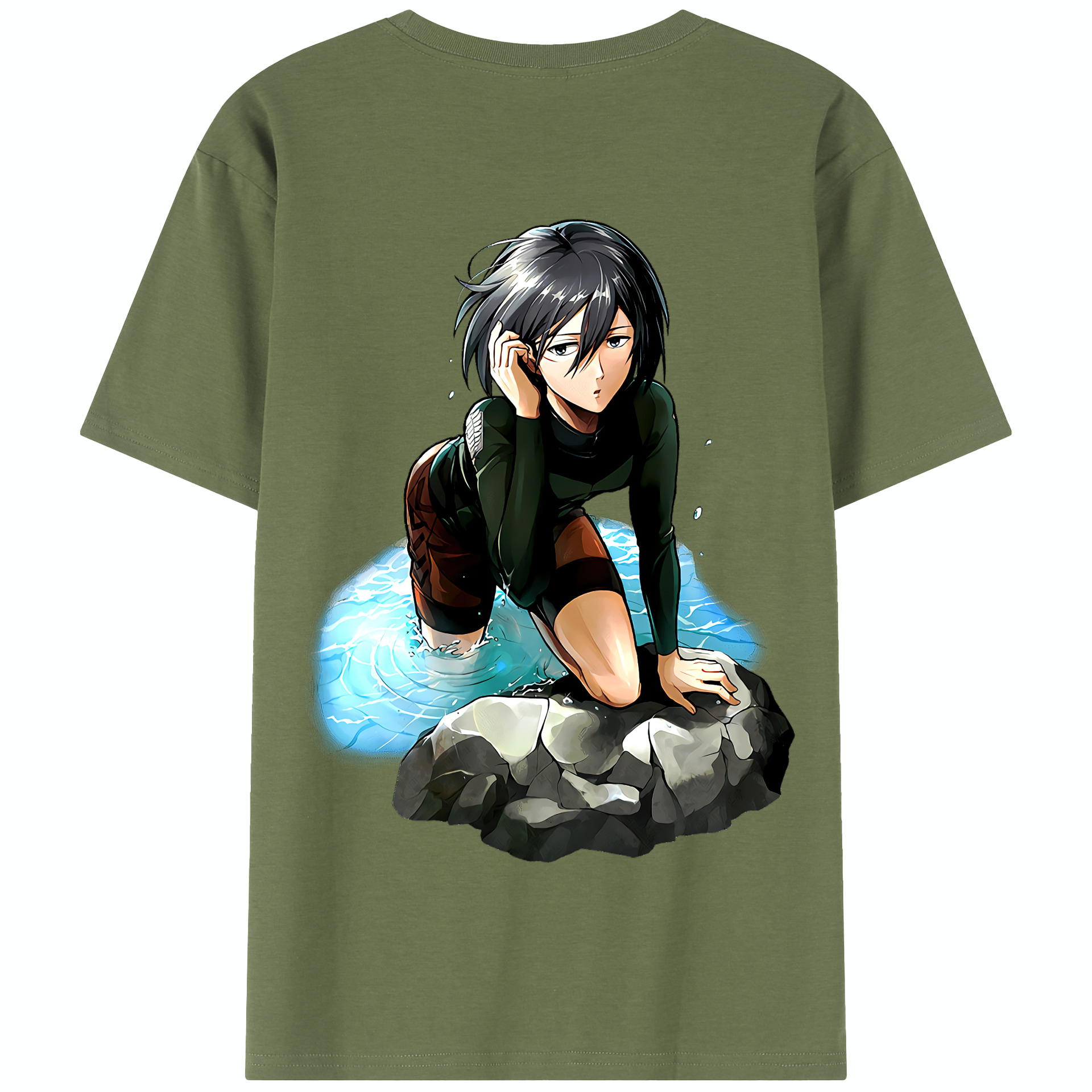 （画像用） 進撃の巨人 ミカサ·アッカーマン Attack on Titan Mikasa Ackerman 綿100％半袖Tシャツ（背面プリント）